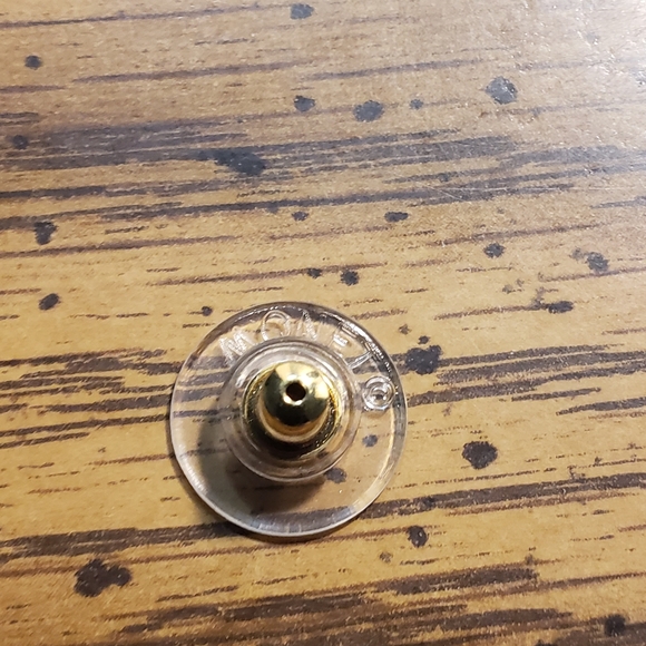 Beautiful Vintage Monet Emerald Green and White Rhinestones pierced Earrings - Picture 5 of 5